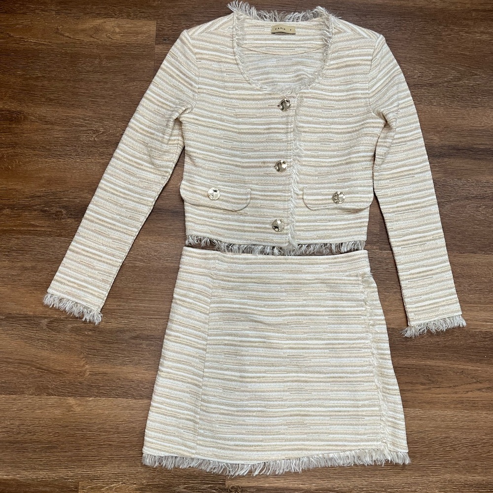 Paola Bernardi Ecru Tweed Blazer and Shell Set